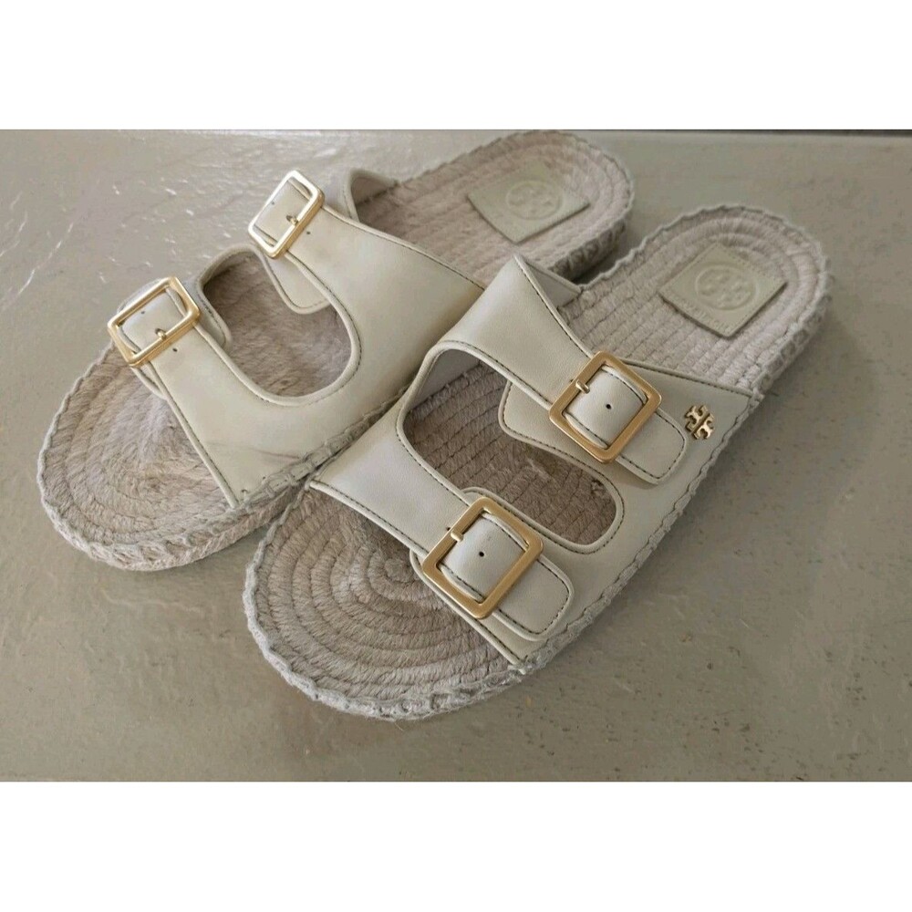 Tory Burch Two Band Flat Espadrille Slide Size 7.5